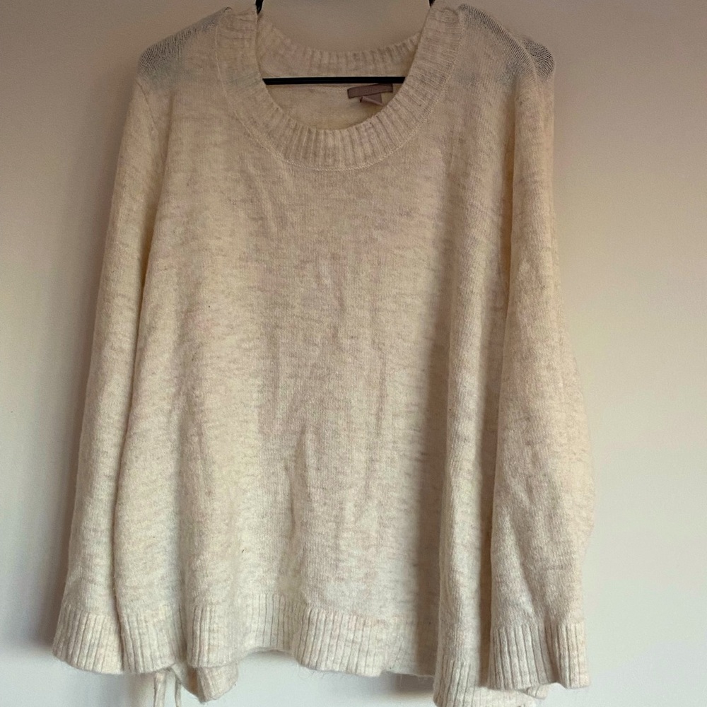 Cream Sweater with side Tie Lace Up detail